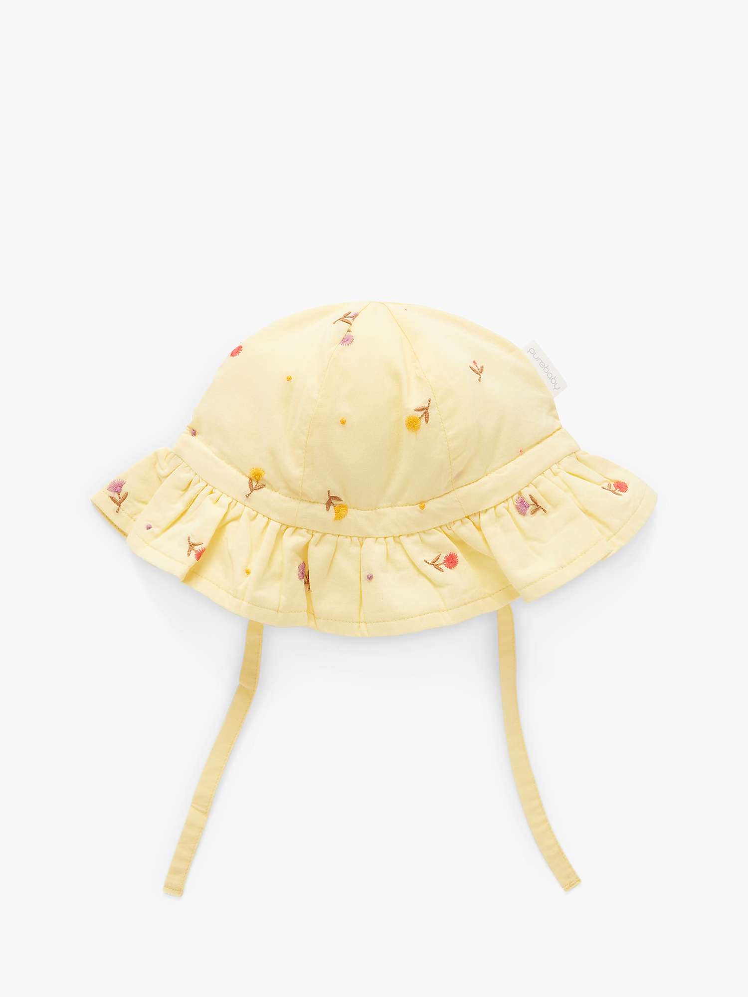 Buy Purebaby Baby Tufted Floral Embroidered Sun Hat, Yellow/Multi Online at johnlewis.com