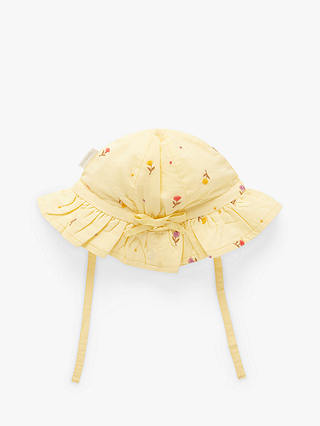 Purebaby Baby Tufted Floral Embroidered Sun Hat, Yellow/Multi