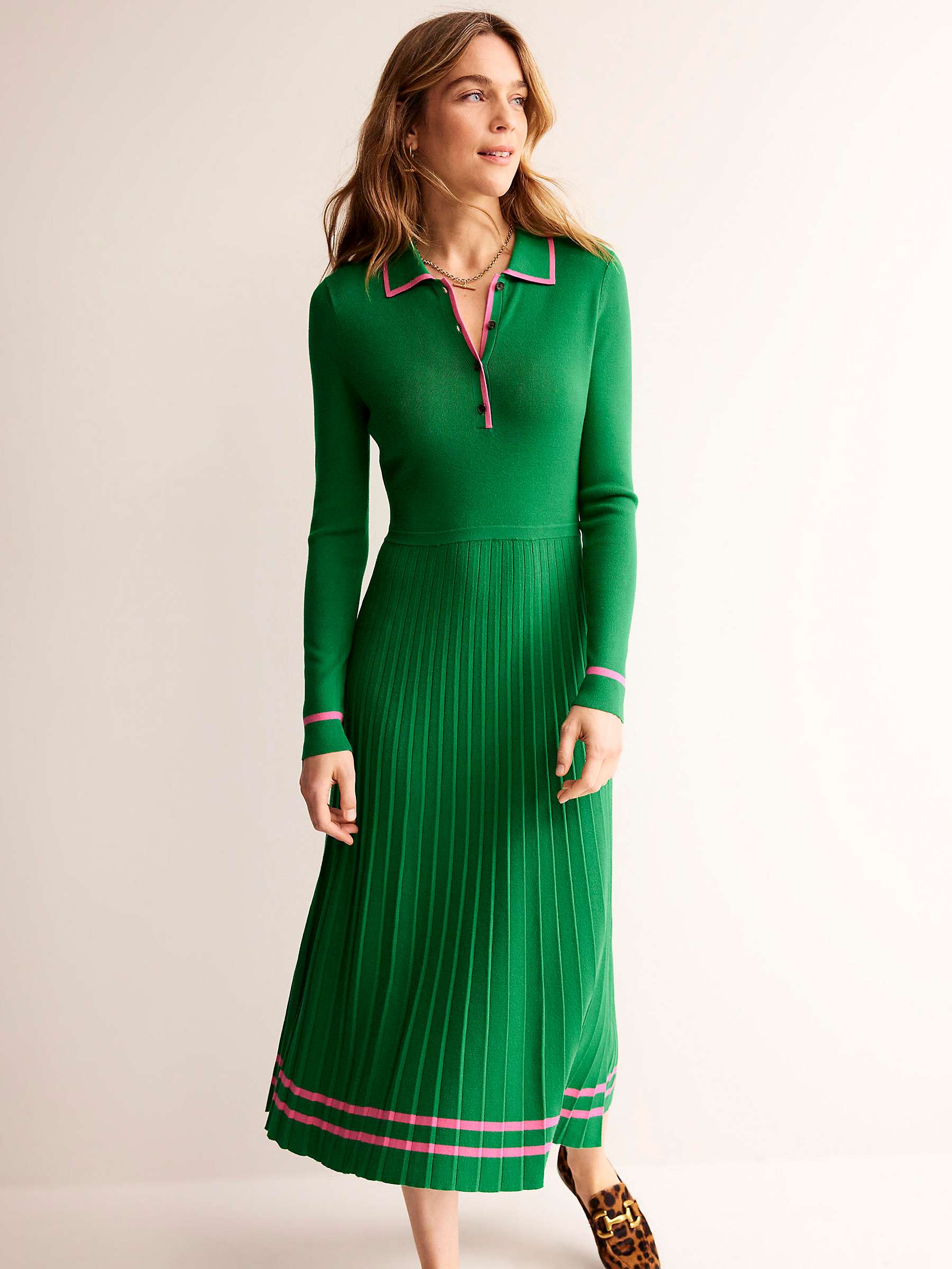 Buy Boden Mollie Pleated Dress, Sangria Sunset Online at johnlewis.com