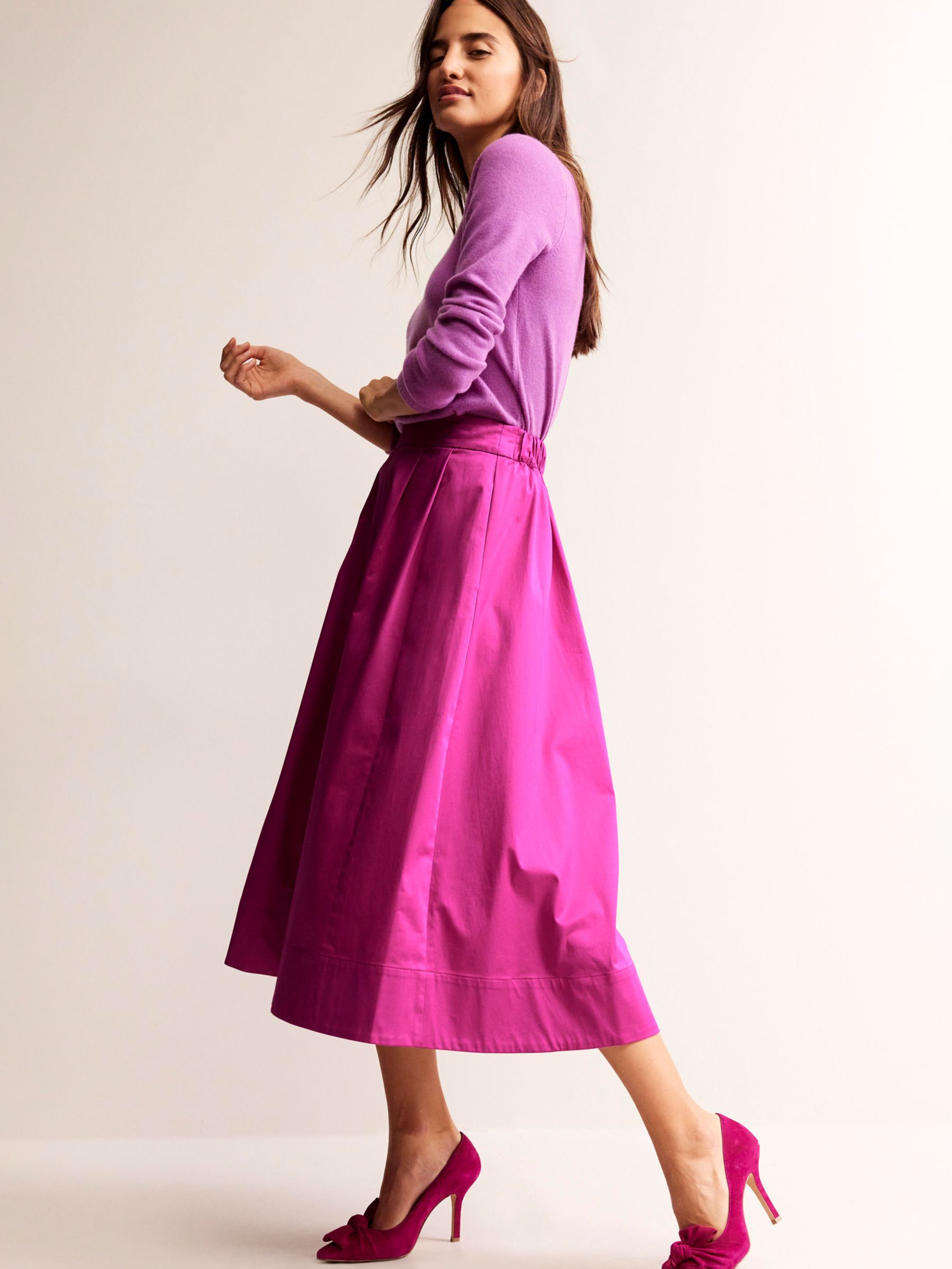 Buy Boden Isabella Satin Skirt, Rose Violet Online at johnlewis.com