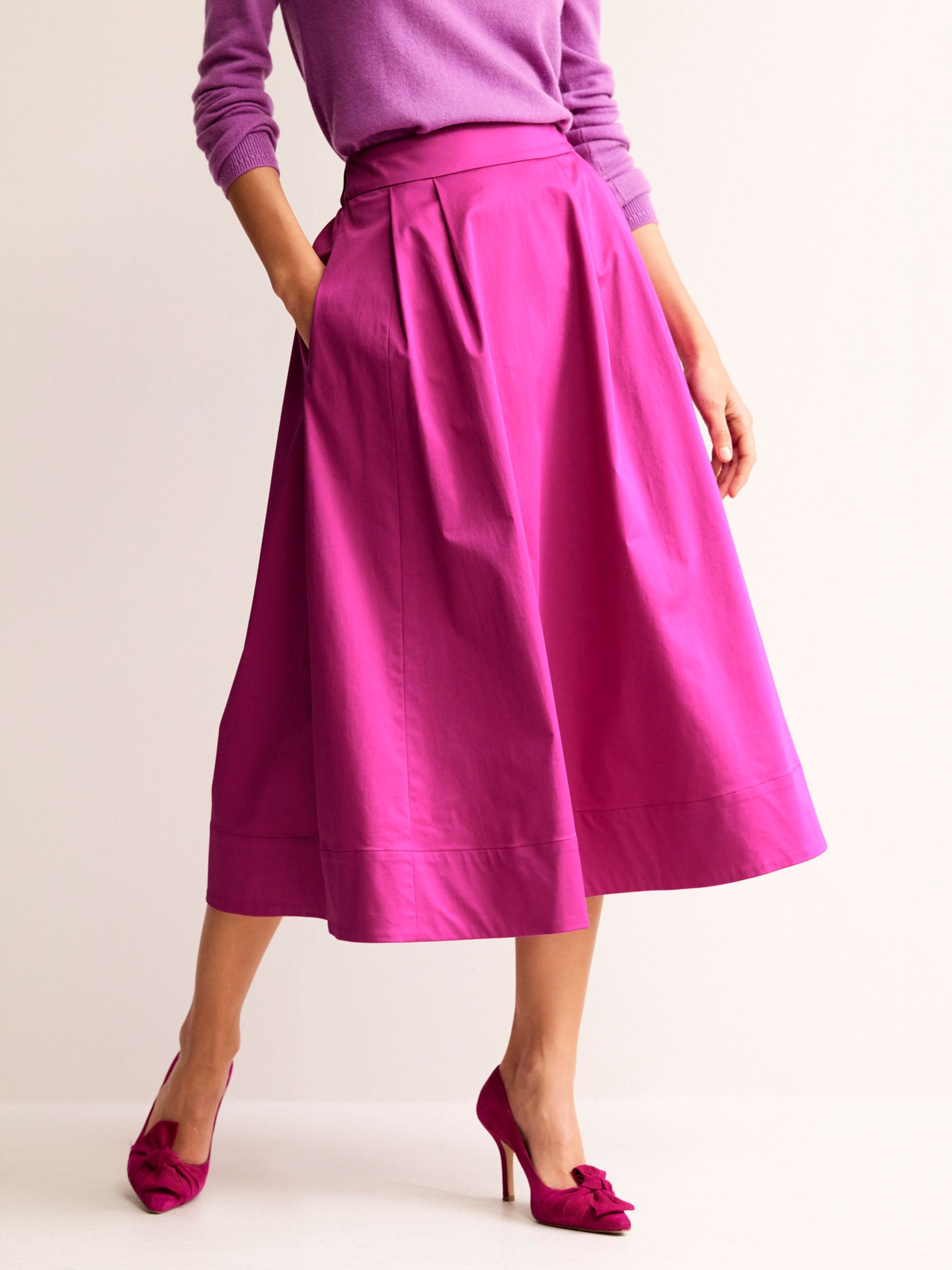 Buy Boden Isabella Satin Skirt, Rose Violet Online at johnlewis.com