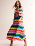 Boden Empire Waist Rainbow Wave Print Maxi Dress, Multi