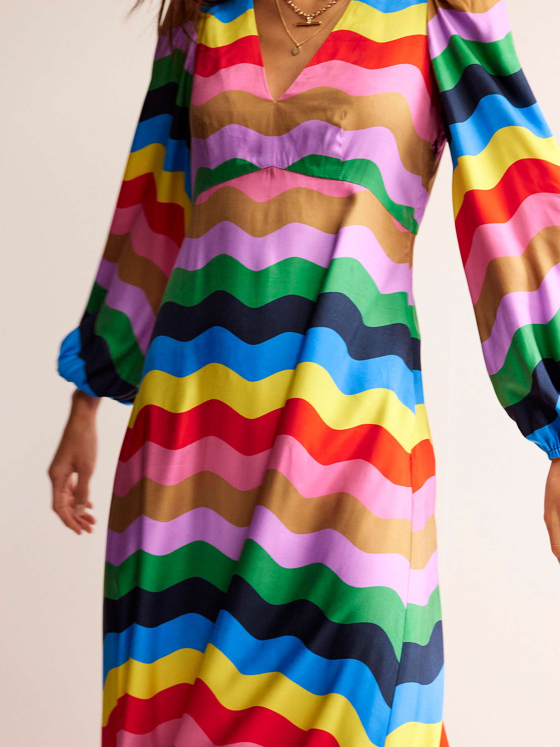 Buy Boden Empire Waist Rainbow Wave Print Maxi Dress, Multi Online at johnlewis.com