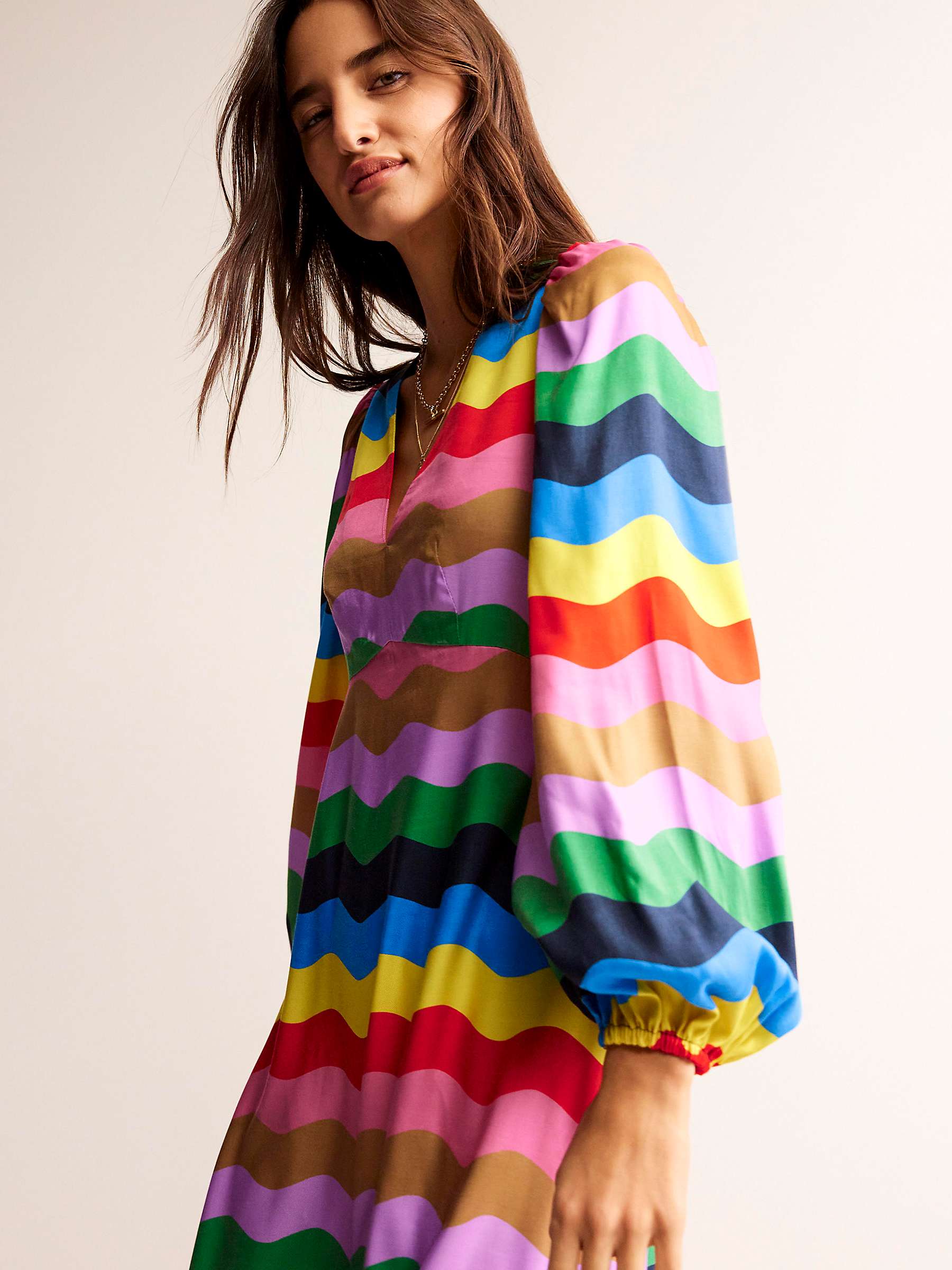 Buy Boden Empire Waist Rainbow Wave Print Maxi Dress, Multi Online at johnlewis.com