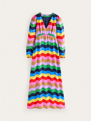 Boden Empire Waist Rainbow Wave Print Maxi Dress, Multi