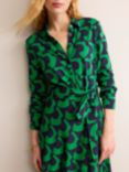 Boden Laura Jersey Midi Shirt Dress, Green/Navy