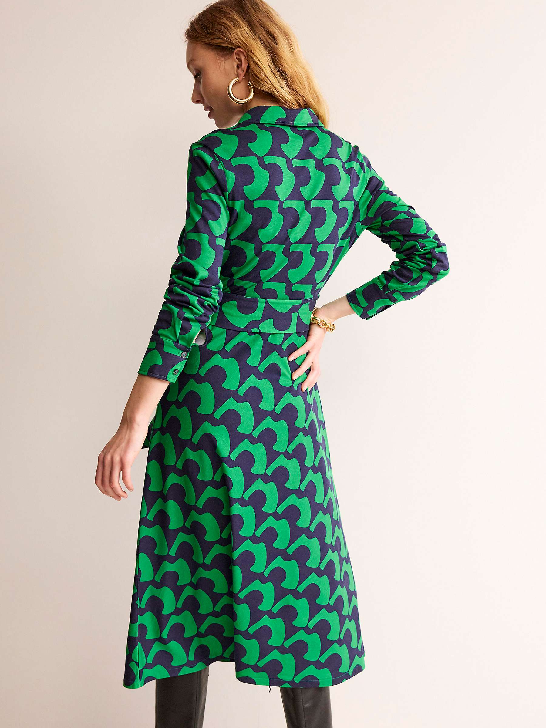 Buy Boden Laura Jersey Midi Shirt Dress, Green/Navy Online at johnlewis.com