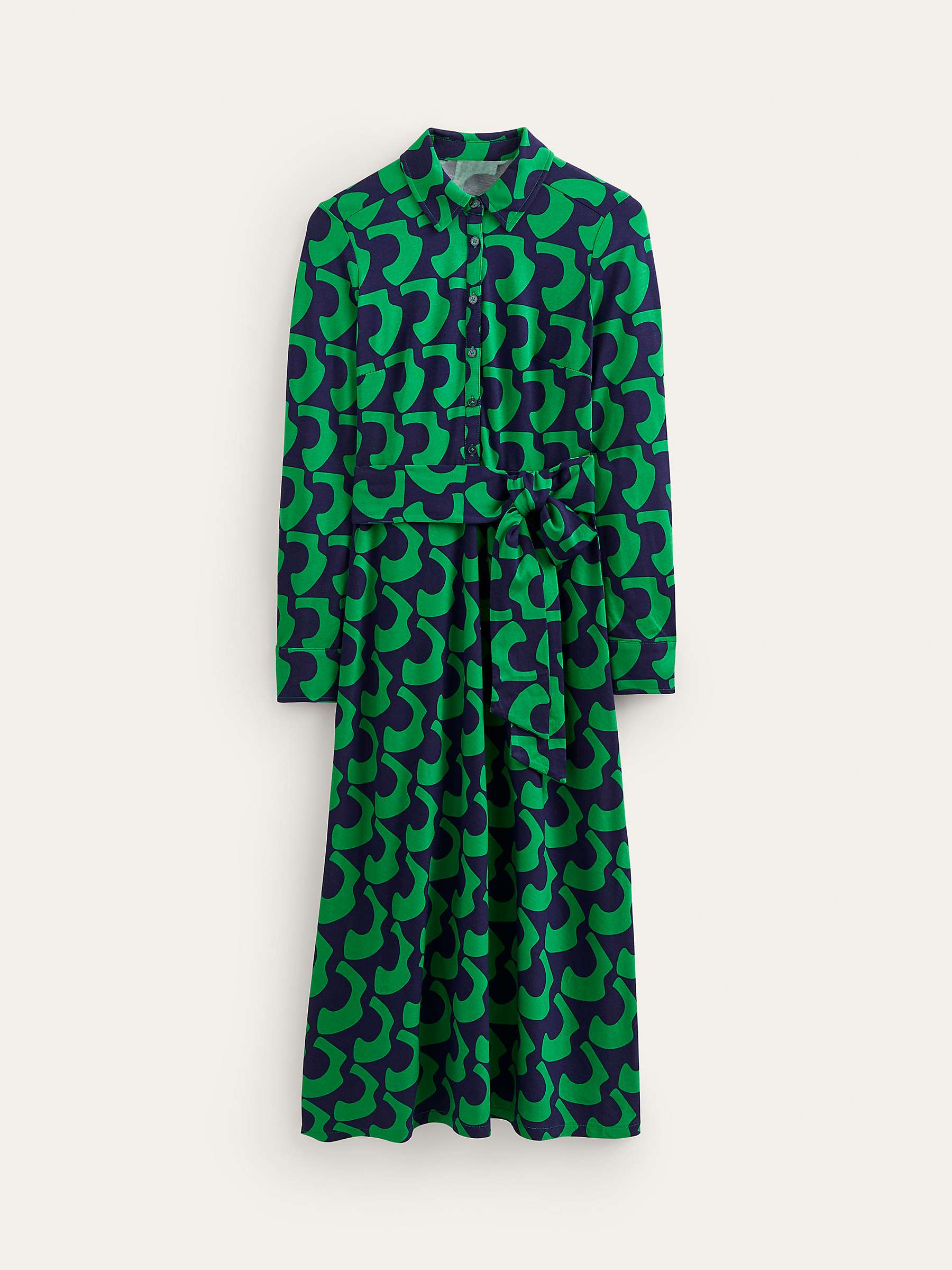 Buy Boden Laura Jersey Midi Shirt Dress, Green/Navy Online at johnlewis.com