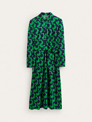 Boden Laura Jersey Midi Shirt Dress, Green/Navy