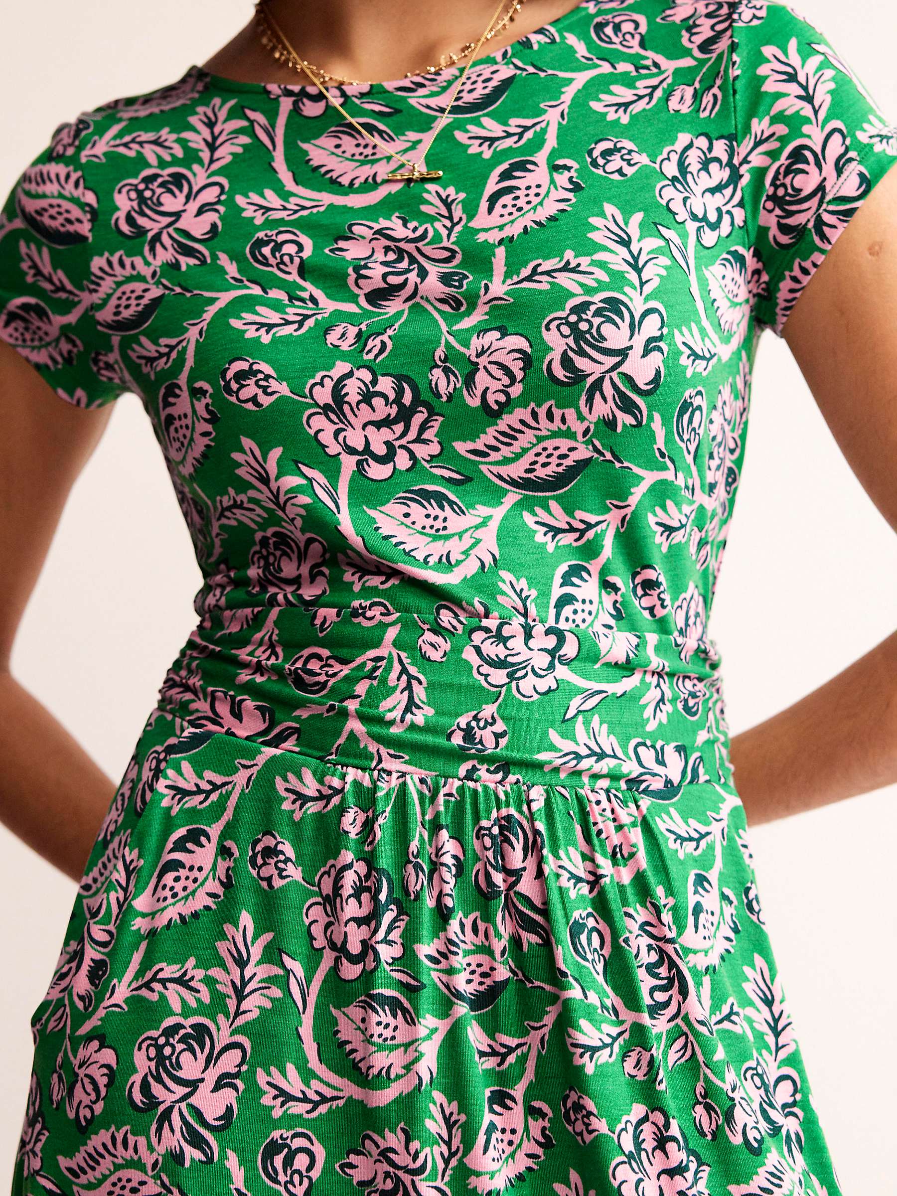 Buy Boden Amelie Floral Jersey Dress, Green/Rose Blush Online at johnlewis.com
