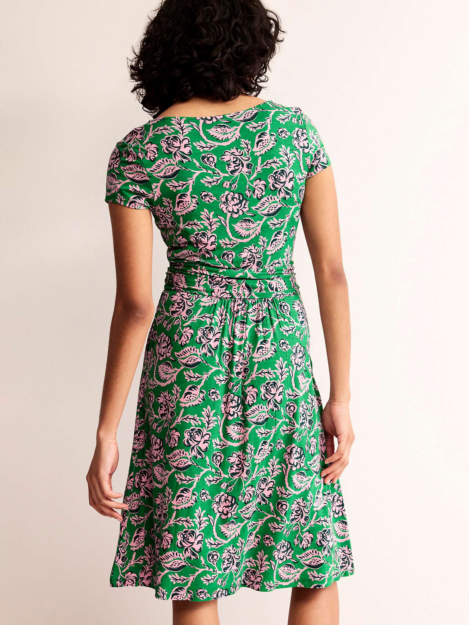 Buy Boden Amelie Floral Jersey Dress, Green/Rose Blush Online at johnlewis.com