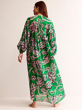 Boden Maxi Empire Beach Kaftan, Green/Rose Blush