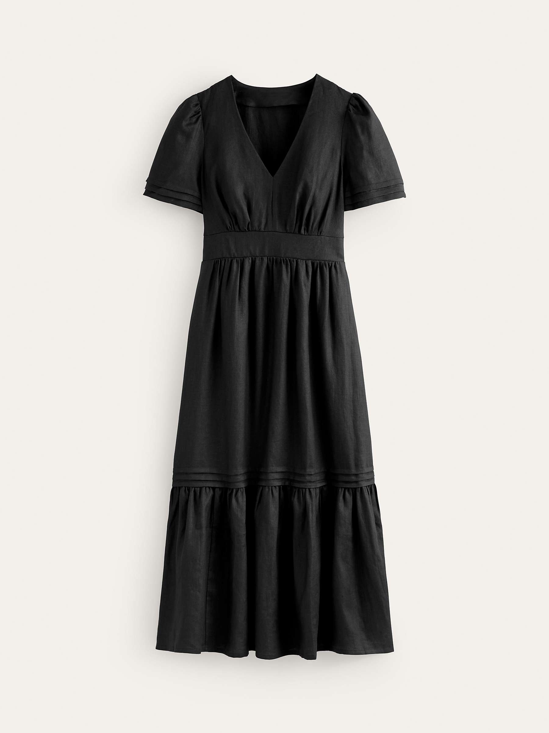 Buy Boden Short Sleeve Midi Linen Dress, Black Online at johnlewis.com