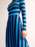Boden Stripe Midi Jersey Dress, Navy/Turquoise, Navy/Turquoise