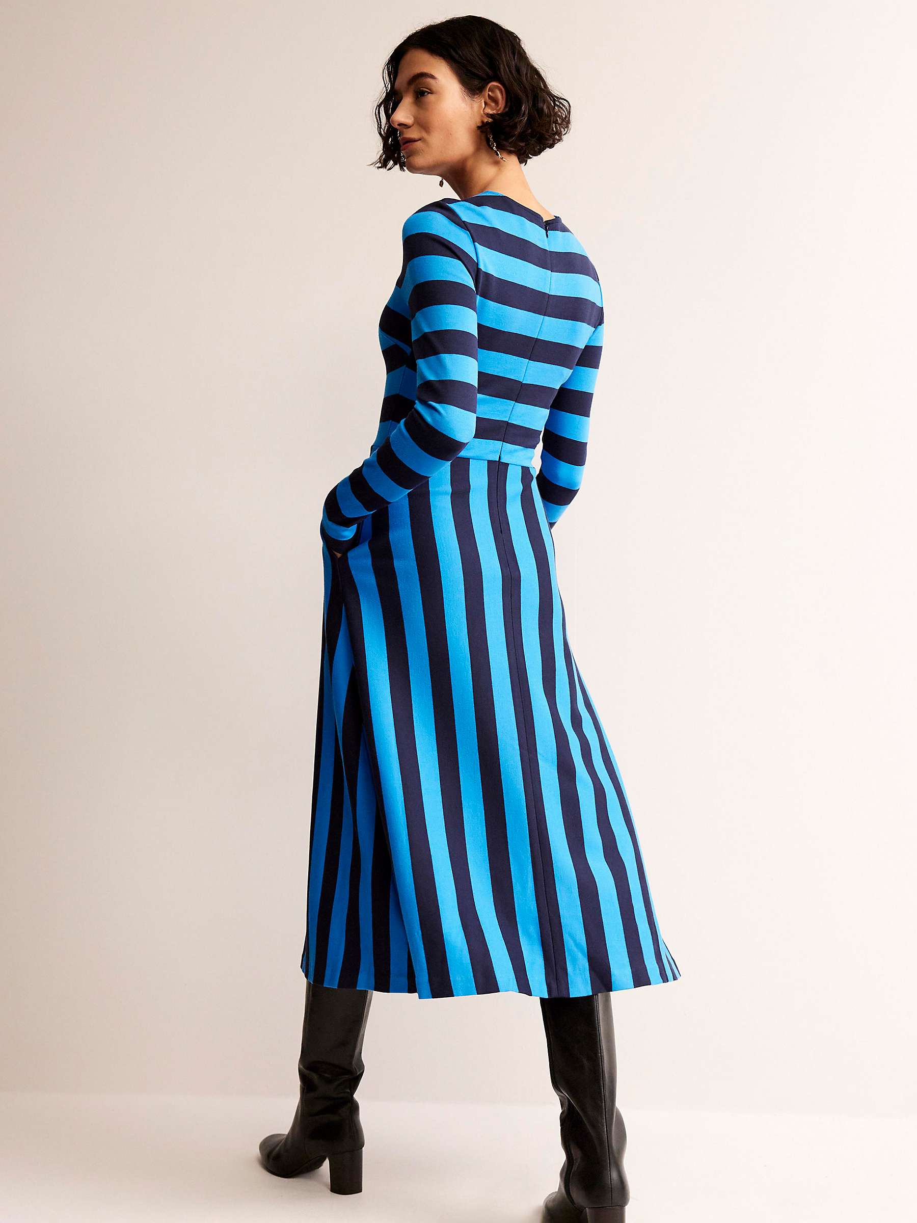 Buy Boden Stripe Midi Jersey Dress, Navy/Turquoise Online at johnlewis.com