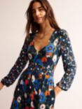 Boden Hotch Floral Potch Midi Dress, Winter Moss/Pop