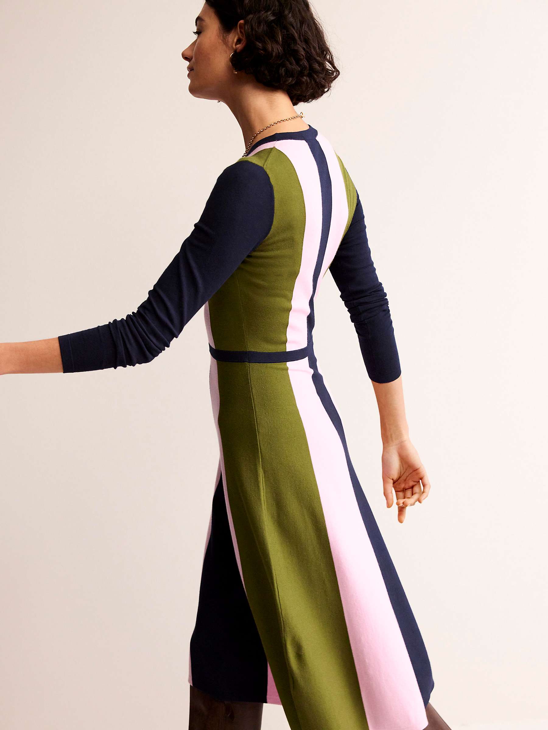 Buy Boden Colour Block Stripe Midi Dress, Navy/Mauve Mist Online at johnlewis.com