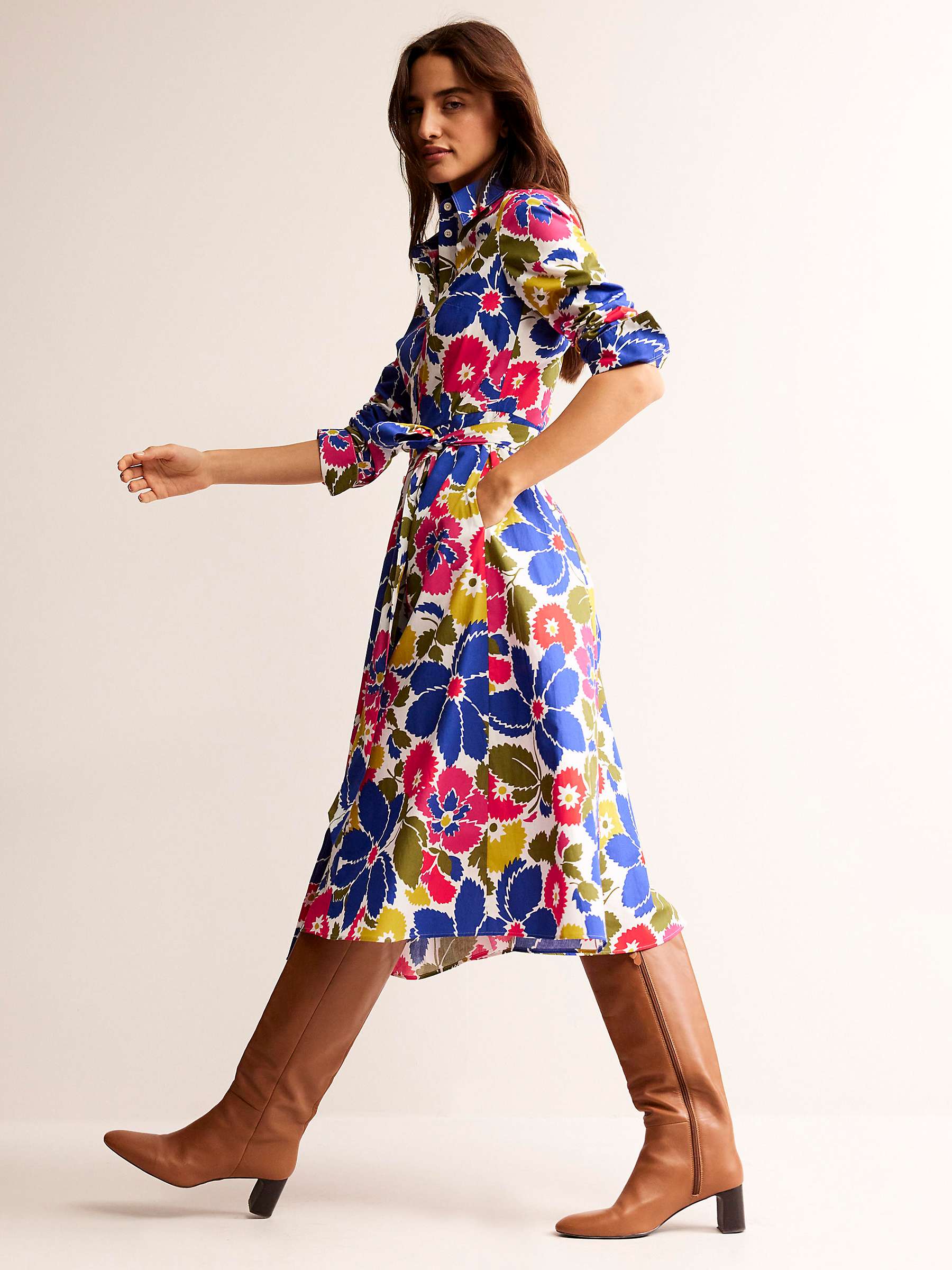 Buy Boden Kitty Midi Floral Shirt Dress, Multi/Bloomsbury Pop Online at johnlewis.com