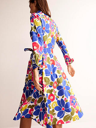 Boden Kitty Midi Floral Shirt Dress, Multi/Bloomsbury Pop