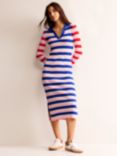 Boden Collared Ribbed Midi Stripe Dress, Orchid Pink/Multi