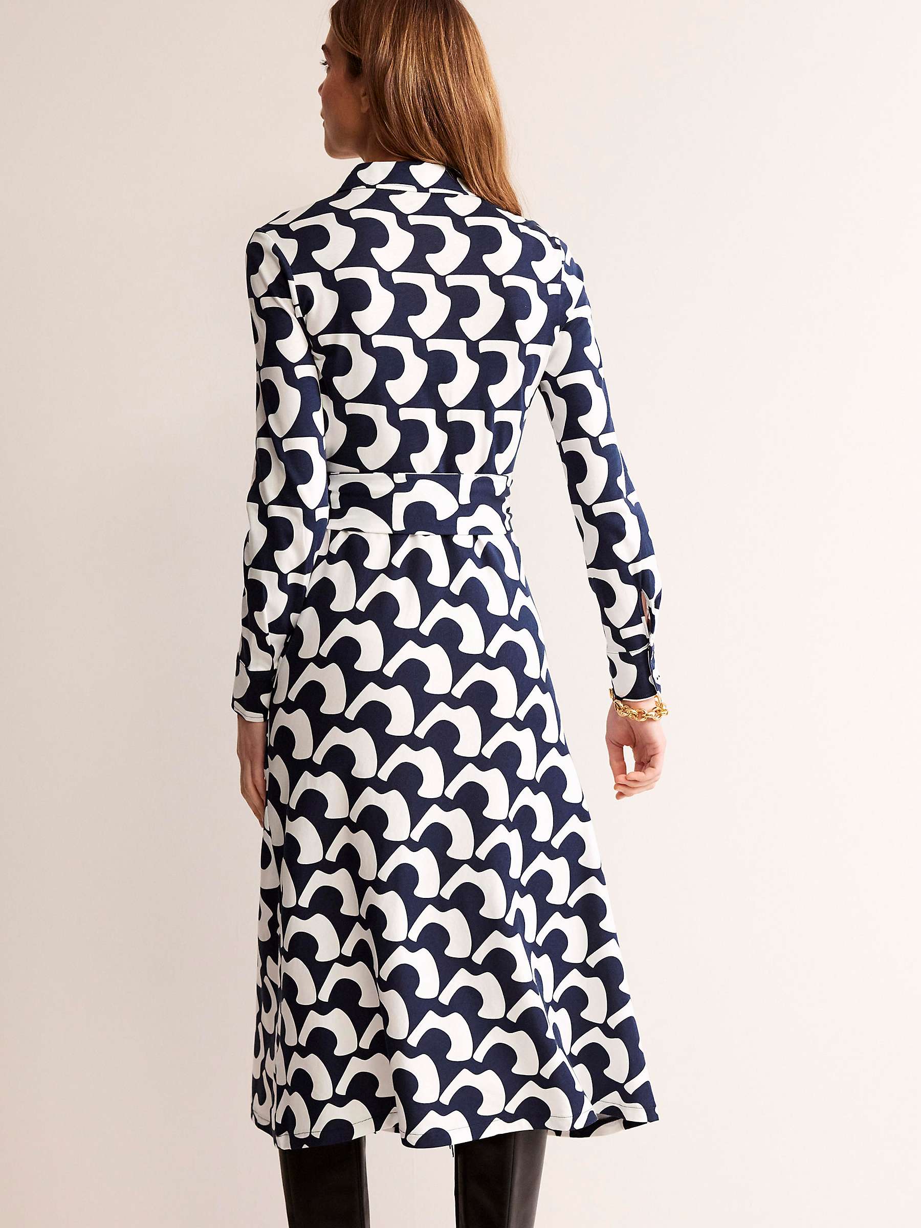 Buy Boden Laura Jersey Midi Shirt Dress, Navy/White Online at johnlewis.com