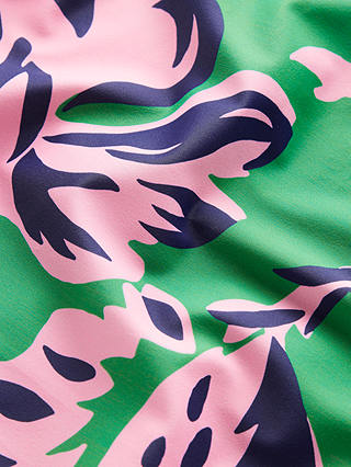 Boden Support Floral Bandeau Swimsuit, Green/Rose Blush