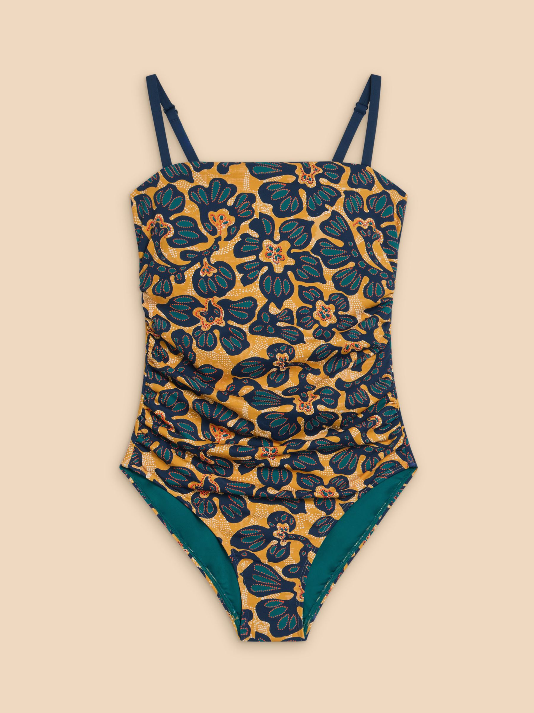 Buy White Stuff Verity Ruched Swimsuit, Yellow/Multi Online at johnlewis.com