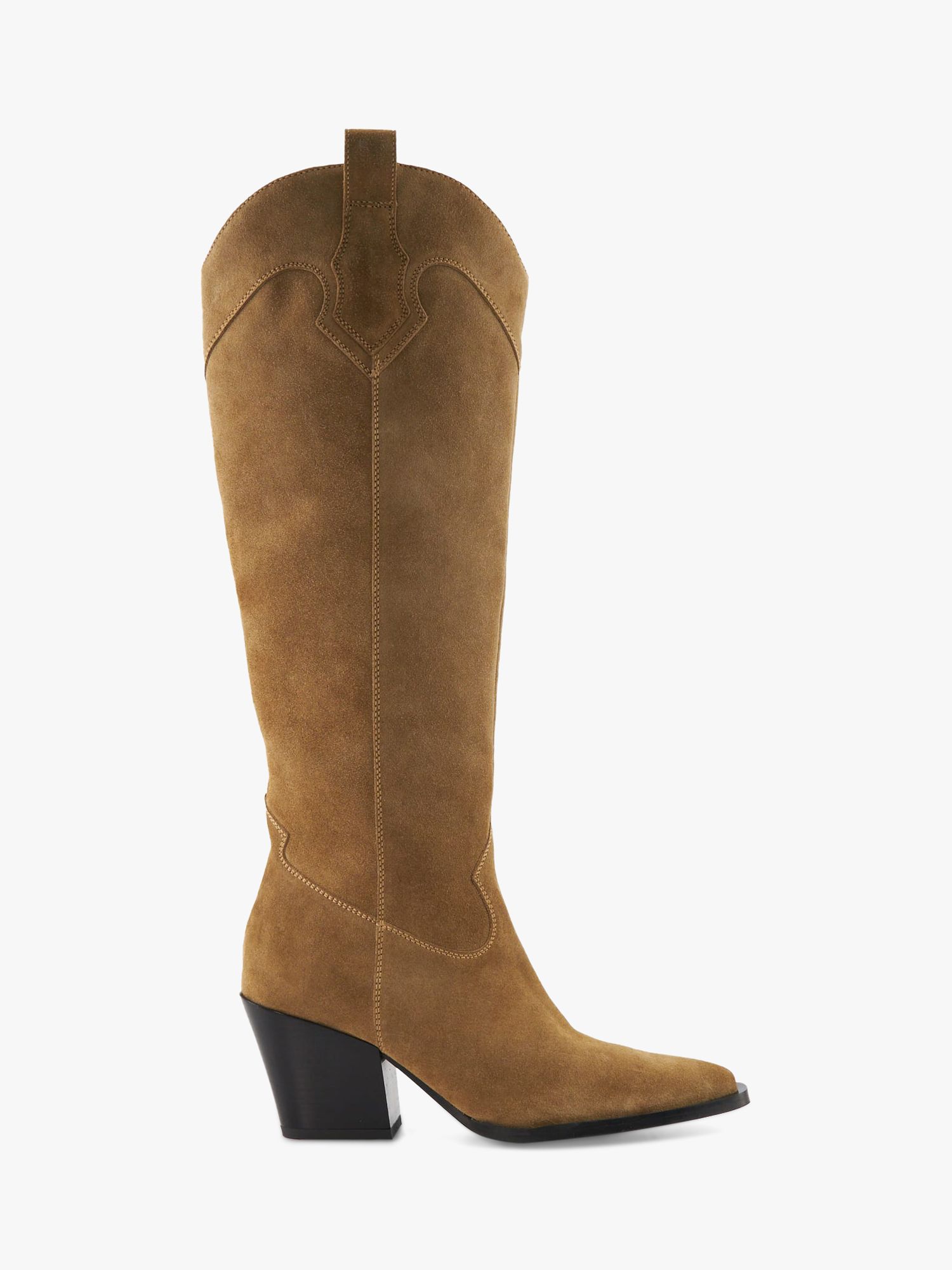 Dune Tennessee Suede Western Knee Boots, Taupe, EU37