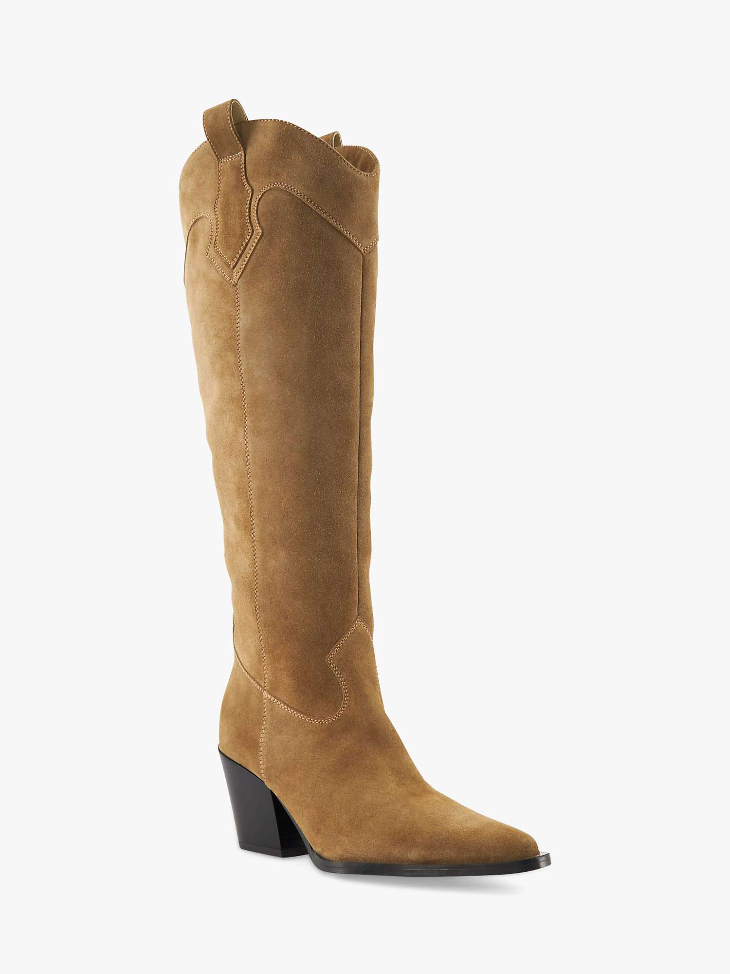 Buy Dune Tennessee Suede Western Knee Boots, Taupe Online at johnlewis.com