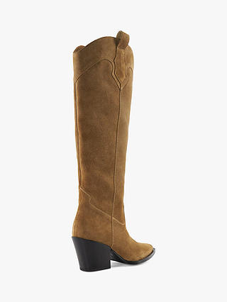 Dune Tennessee Suede Western Knee Boots, Taupe