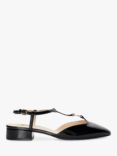 Dune Heya Patent T-Bar Open Back Shoes, Black