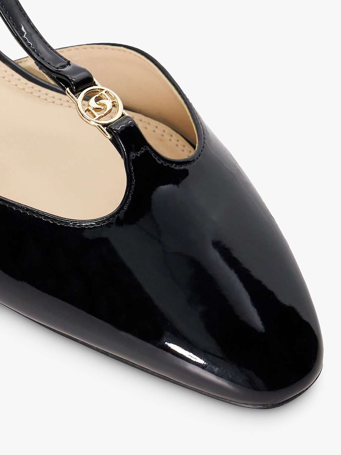 Buy Dune Heya Patent T-Bar Open Back Shoes, Black Online at johnlewis.com