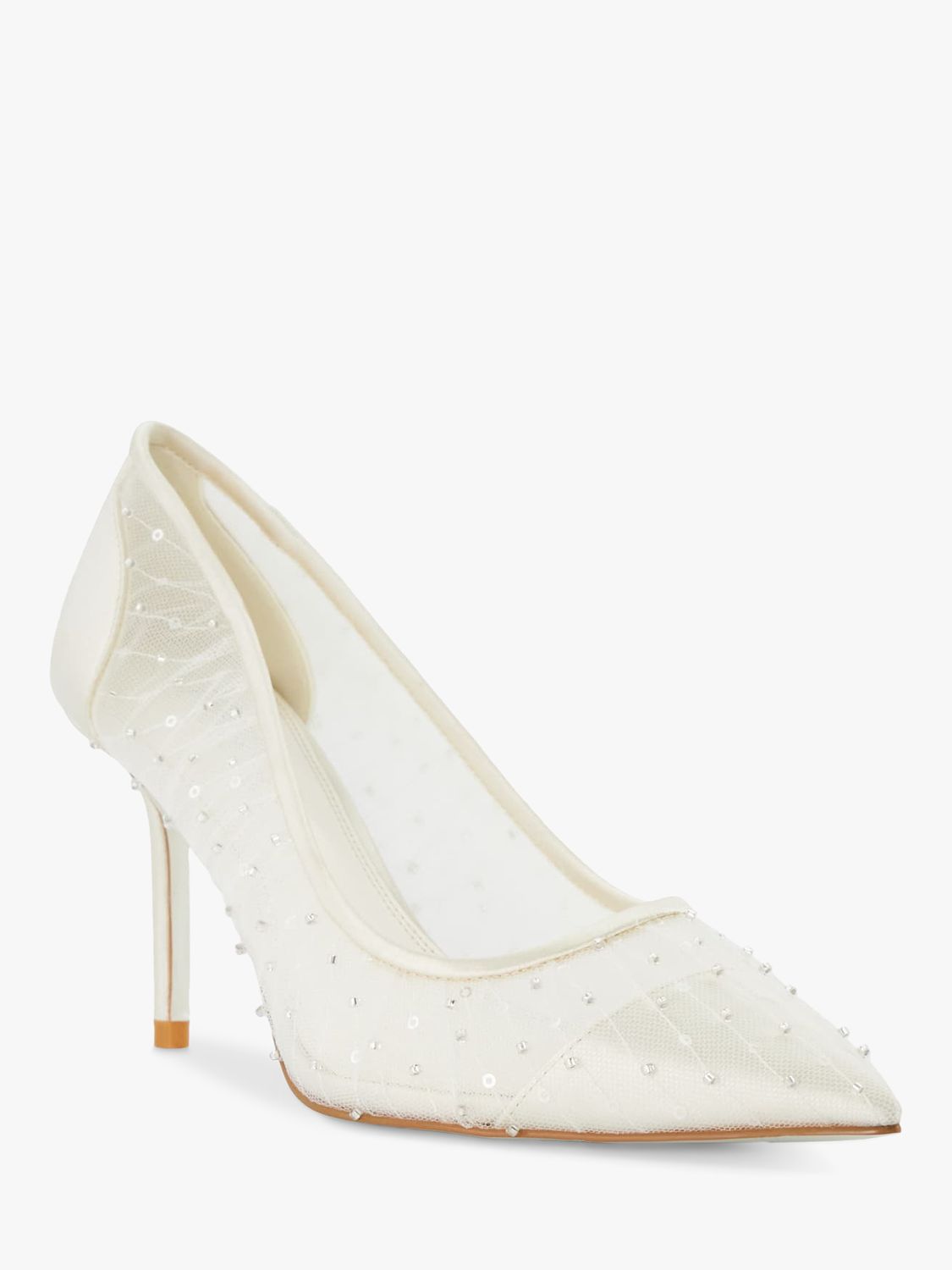 Buy Dune Bridal Collection Bespoke Embellished Pleated Mesh High Heel Court Shoes, Ivory Online at johnlewis.com
