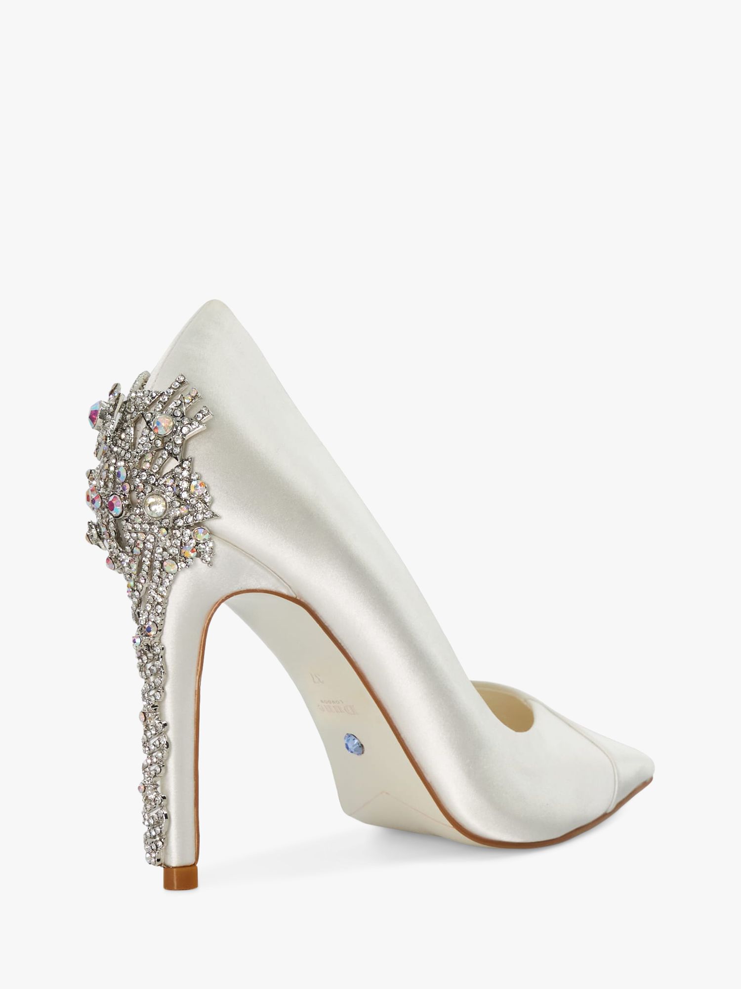 Dune Bridal Collection Auras Embellished High Heel Court Shoes, White, EU37