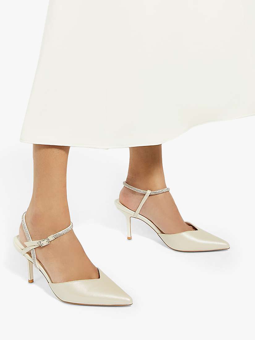 Buy Dune Bridal Collection Companion Leather Embellished Strap Court Shoes, Ivory Online at johnlewis.com