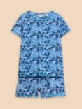 White Stuff Kids' Camo Shorts Pyjamas Set, Blue/Multi