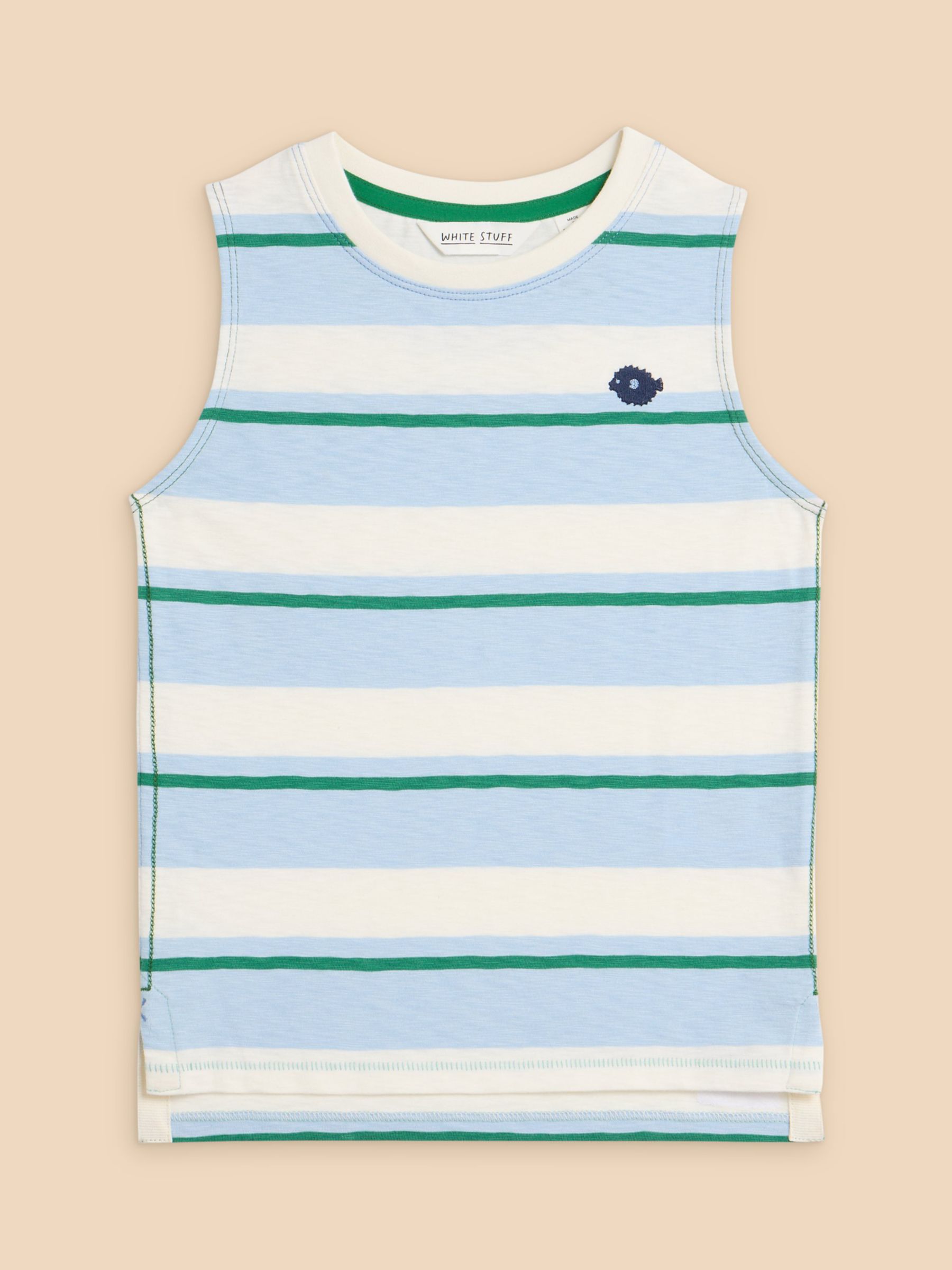 Buy White Stuff Kids' Motif Stripe Vest Top, Blue/Multi Online at johnlewis.com