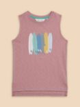 White Stuff Kids' Scaling Waves Graphic Vest Top, Dusky Purple