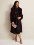 Phase Eight Petite Zylah Wool Blend Faux Fur Collar Smart Coat, Burgundy, Burgundy