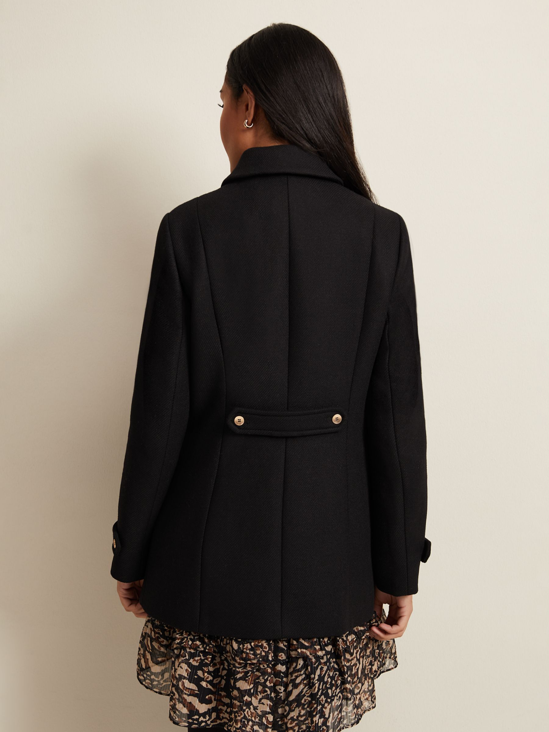 Phase Eight Petite Aurelie Wool Blend Peacoat, Black at John Lewis ...