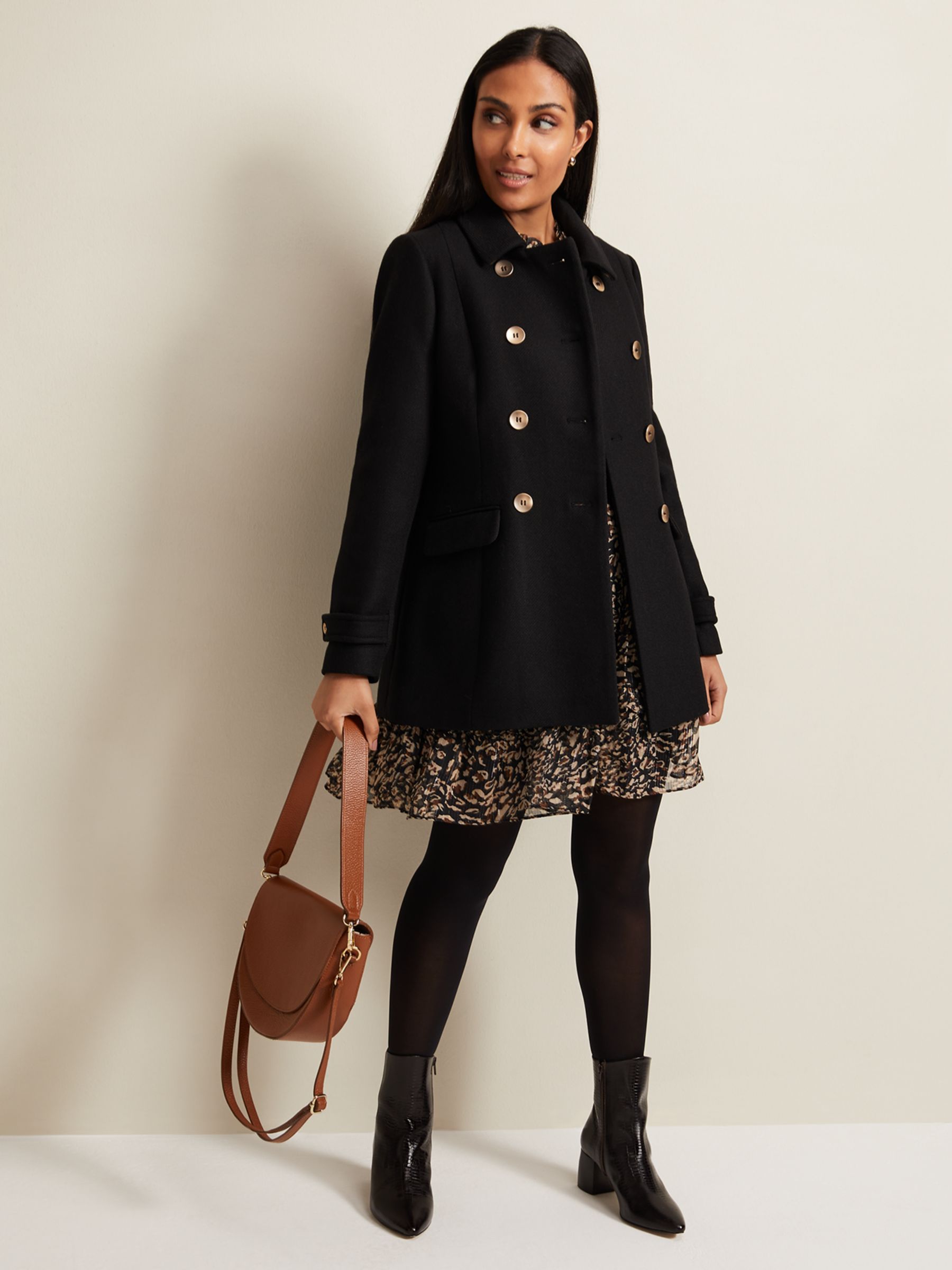 Buy Phase Eight Petite Aurelie Wool Blend Peacoat, Black Online at johnlewis.com