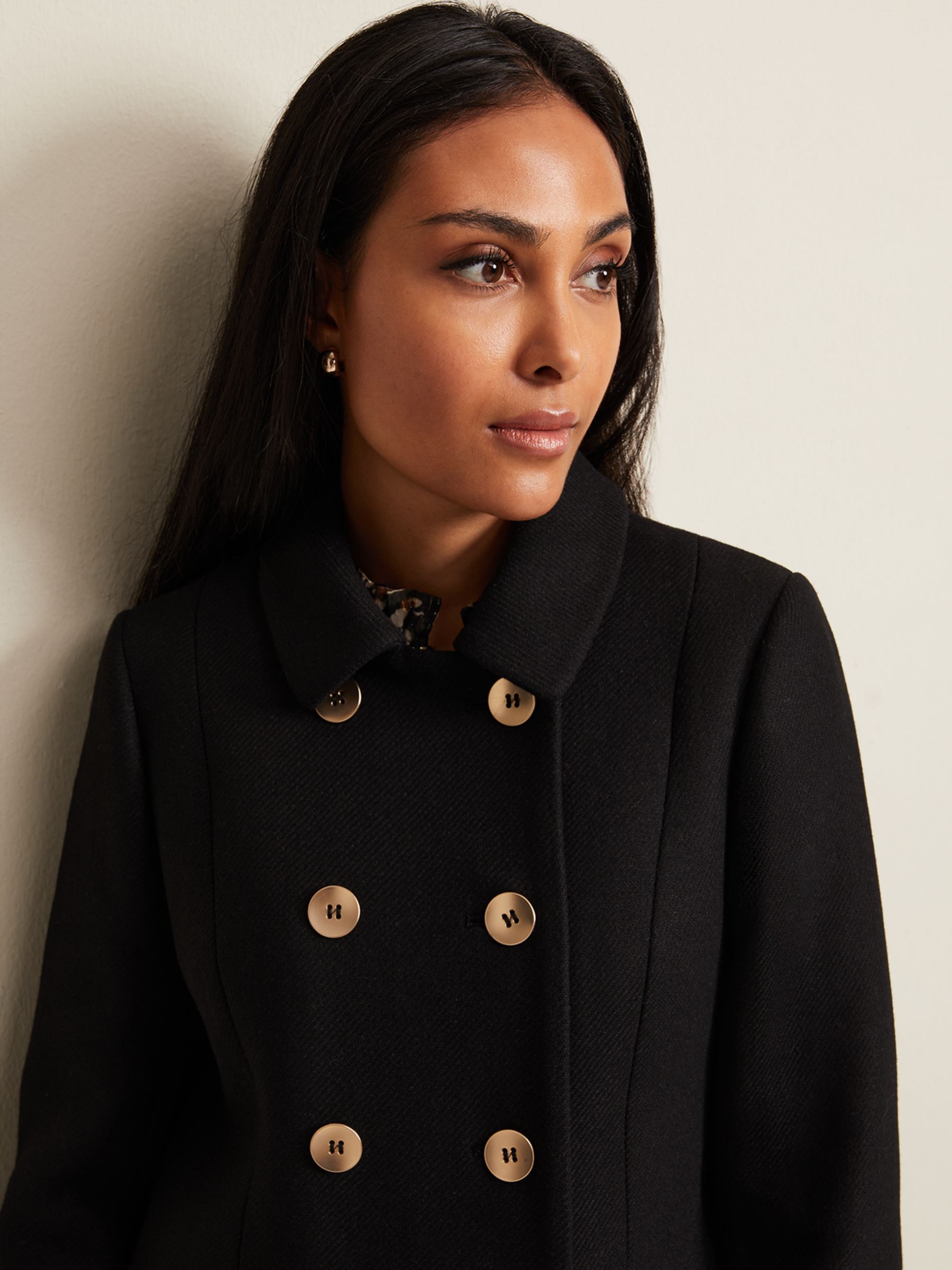 Buy Phase Eight Petite Aurelie Wool Blend Peacoat, Black Online at johnlewis.com