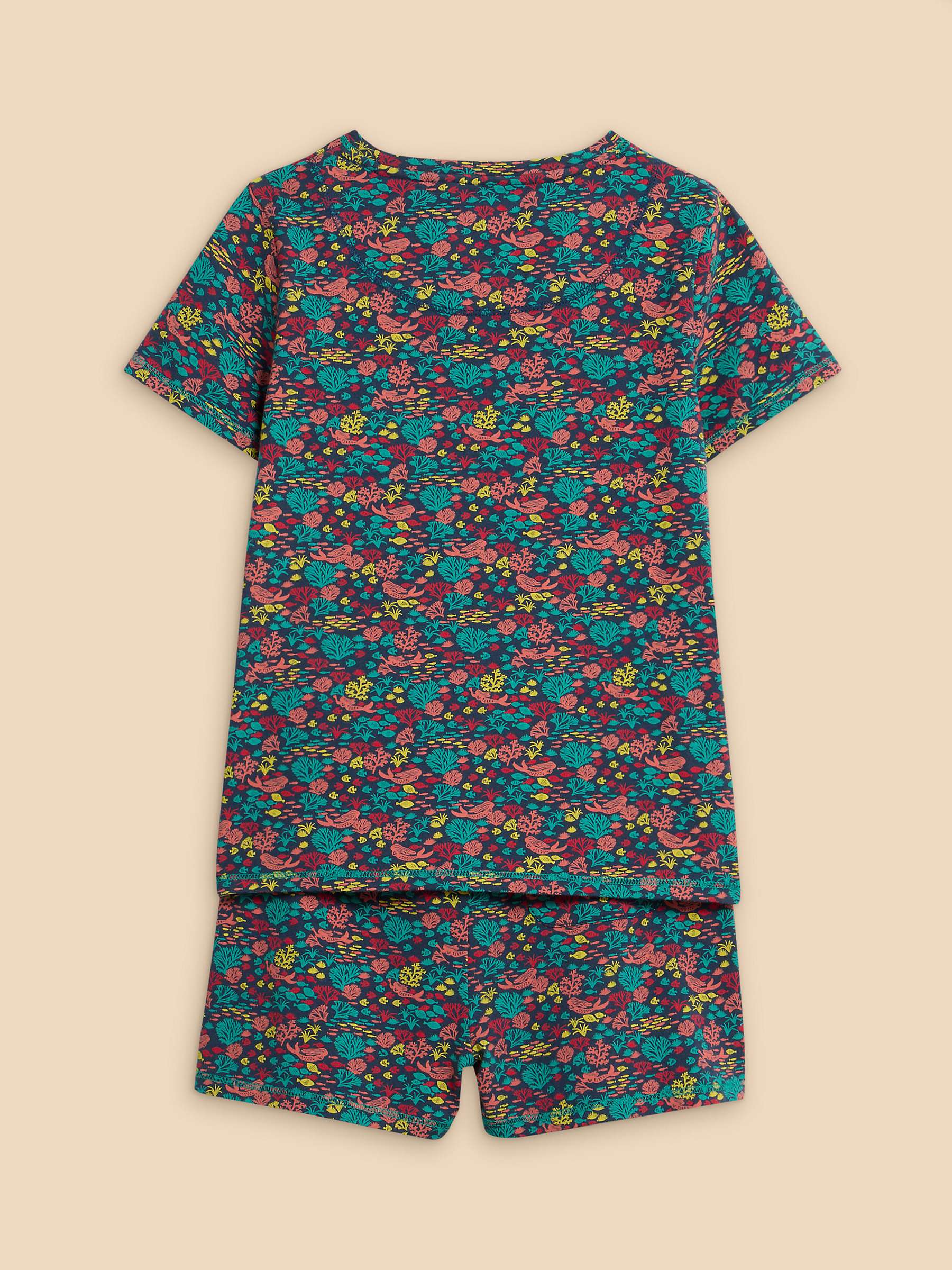 Buy White Stuff Kids' Sealife Print Shorts Pyjamas Set, Navy/Multi Online at johnlewis.com