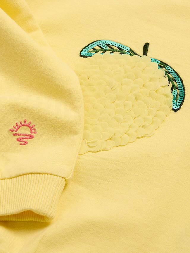 White Stuff Kids' Lemon Frill Detail Sweatshirt, Bright Yellow
