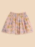 White Stuff Kids' Linen Animal Palm Print Skirt, Pink/Multi