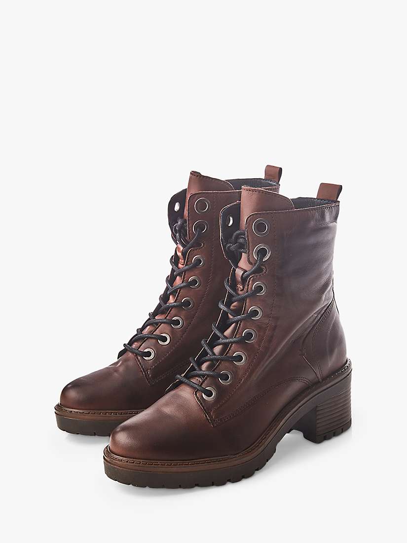 Buy Moda in Pelle Bellzie Leather Biker Boots, Dark Brown Online at johnlewis.com