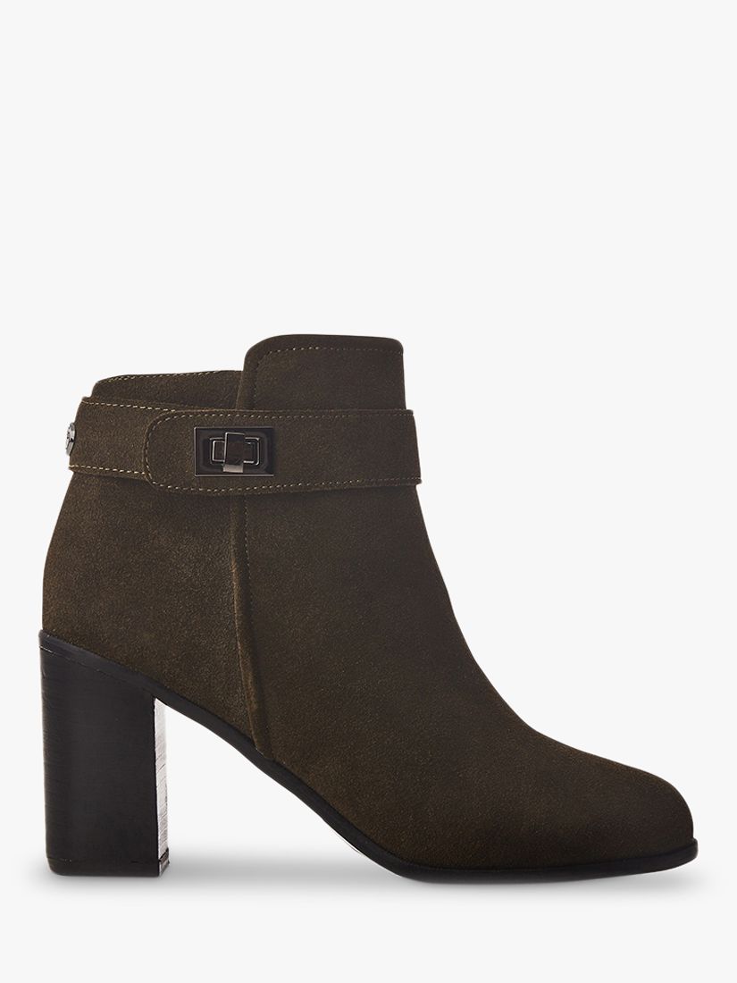 Moda in Pelle Maricella Suede Heeled Ankle Boots, Khaki, 3