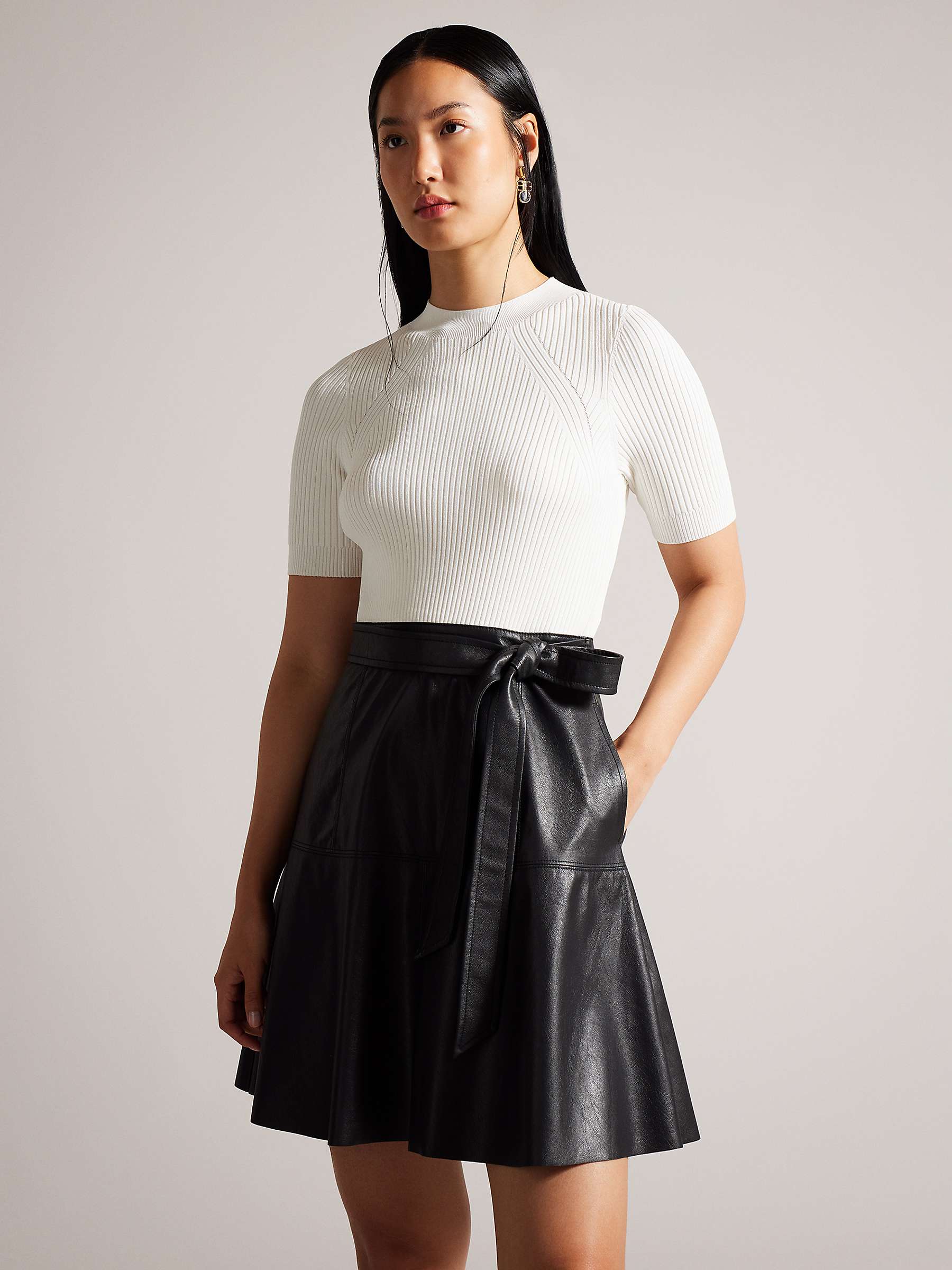Buy Ted Baker Oliyia Short Sleeve A Line Mini Dress, White/Black Online at johnlewis.com