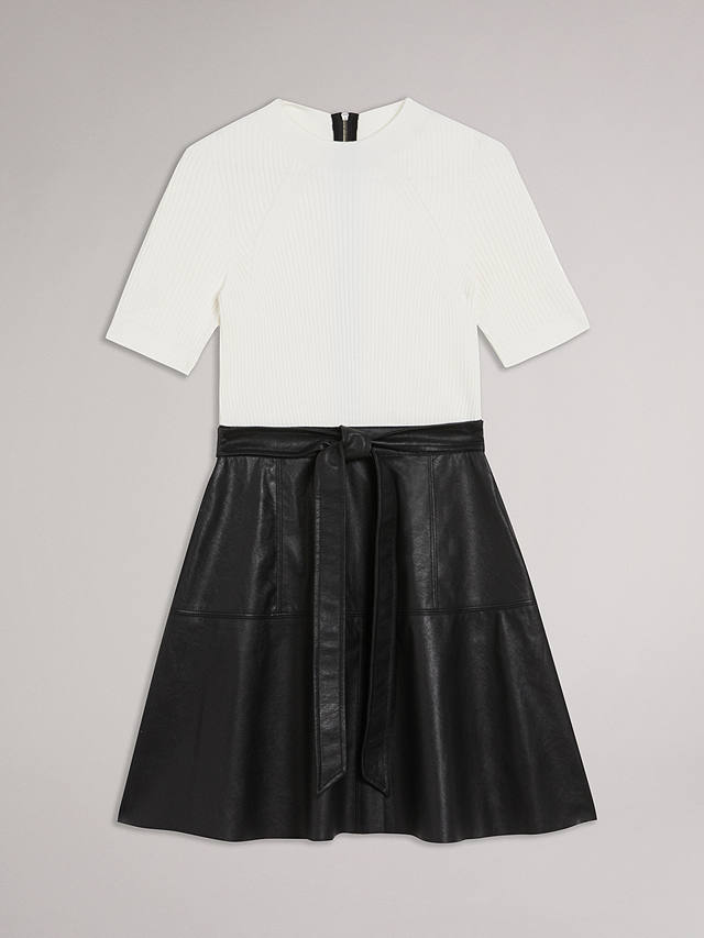 Ted Baker Oliyia Short Sleeve A Line Mini Dress, White/Black