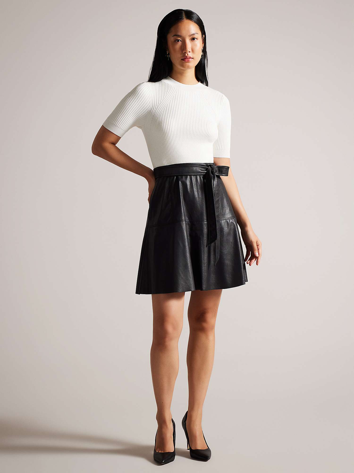 Buy Ted Baker Oliyia Short Sleeve A Line Mini Dress, White/Black Online at johnlewis.com